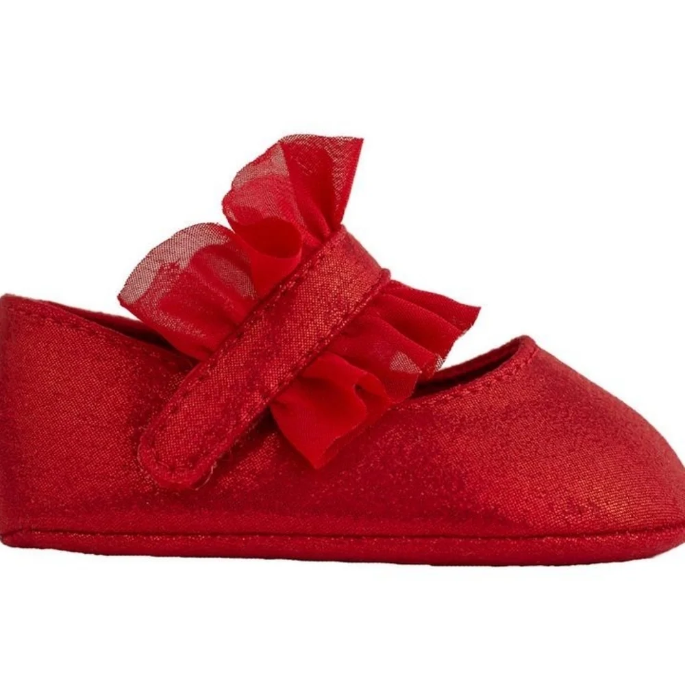Girls Baby Deer Red Infant Bella Crib Shoes